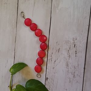 Red Marbled Bead Bracelet
